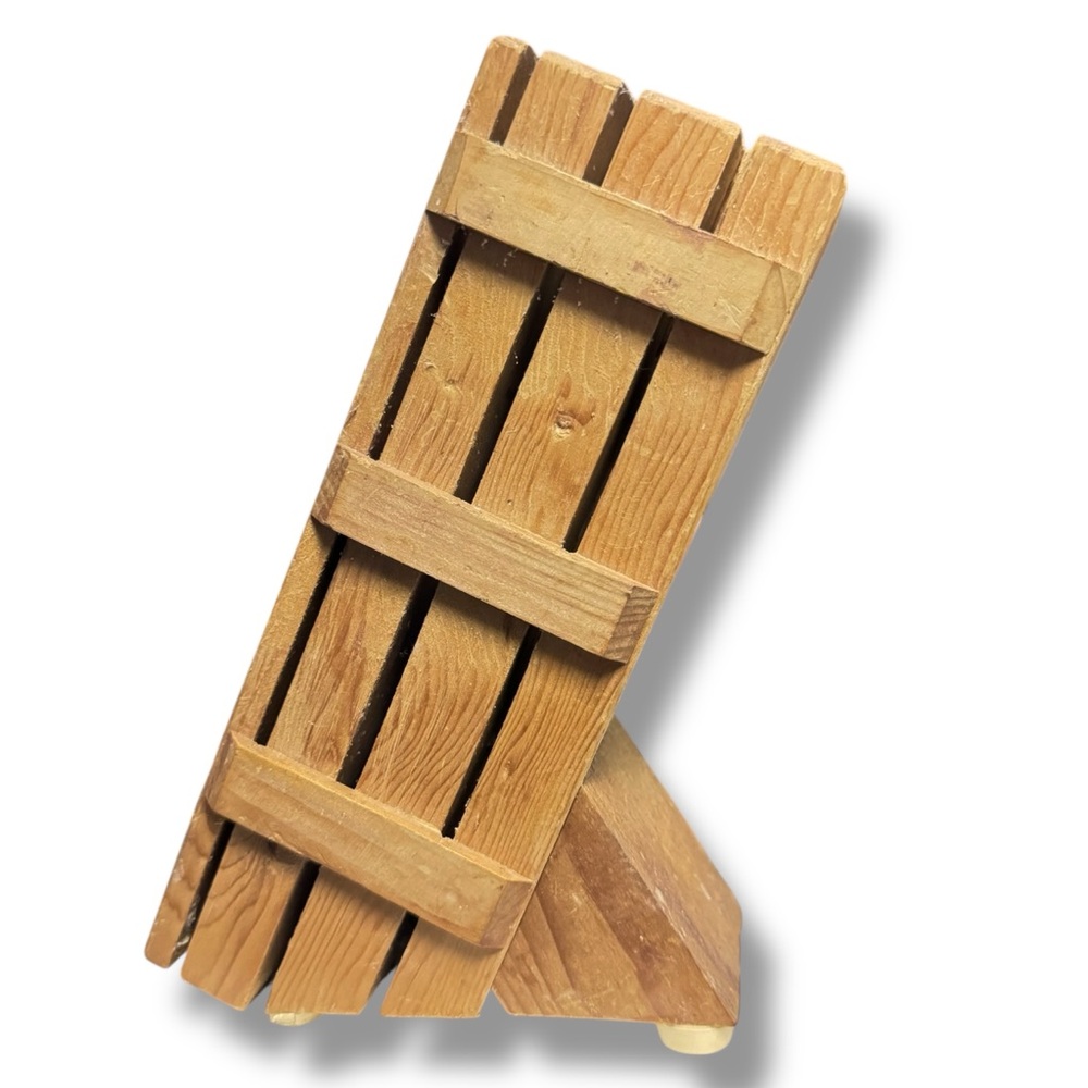 Vintage Wood Knife Block Holder  Wooden 6 Slots Kitchen Knives Storage Cutlery